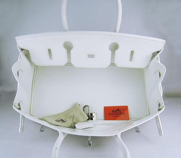 Hermes Birkin 6109 Togo Leather Bag White 42cm Silver Hermes Birkin 6109 Togo Leather Bag White 42cm Silver