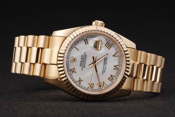 Rolex Datejust Golden&White Cutwork Men Watch-RD2402 Rolex Datejust Golden&White Cutwork Men Watch-RD2402