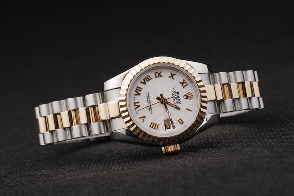 Rolex Datejust Mechanism Golden&White Cutwork Watch-RD2374 Rolex Datejust Mechanism Golden&White Cutwork Watch-RD2374