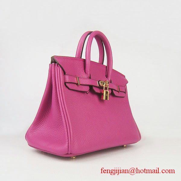 Hermes Birkin 25cm Embossed Leather Handbag 6068 Peachblow Gold Palladium Hardware