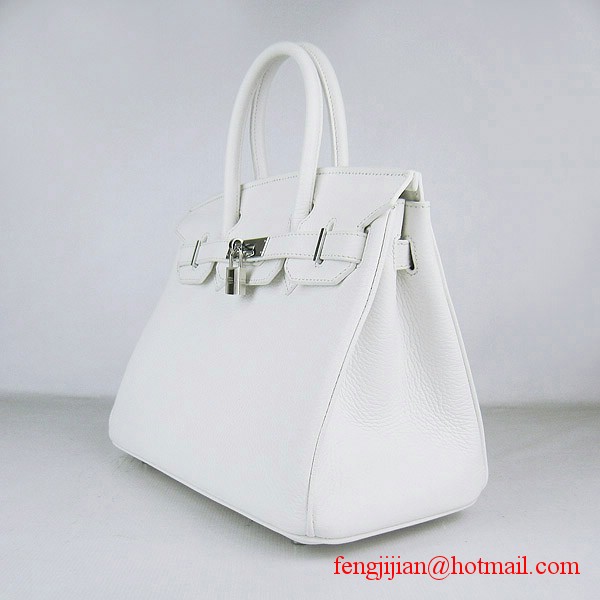 Hermes Birkin 30cm Togo Leather Bag White 6088