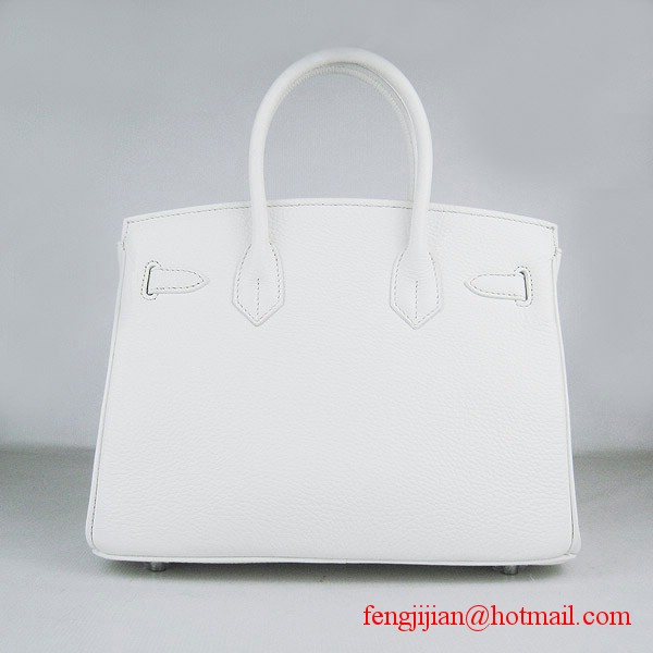 Hermes Birkin 30cm Togo Leather Bag White 6088
