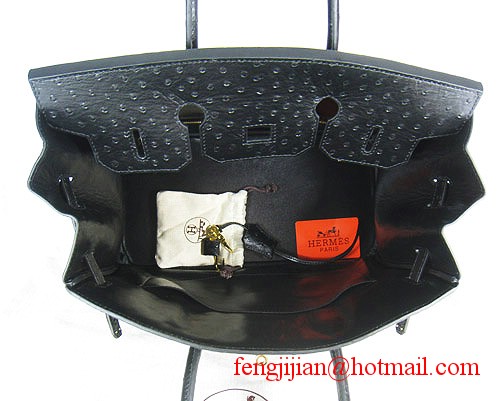 Hermes Birkin 35cm Ostrich Veins Handbag Black 6089 Gold Hardware Hermes Birkin 35cm Ostrich Veins Handbag Black 6089 Gold Hardware