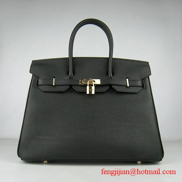 Hermes Birkin 35cm Tendon Veins Leather Bag Black Gold Hardware Hermes Birkin 35cm Tendon Veins Leather Bag Black Gold Hardware
