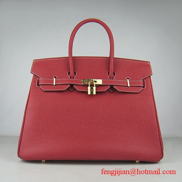 Hermes Birkin 35cm Tendon Veins Leather Bag Red Gold Hardware Hermes Birkin 35cm Tendon Veins Leather Bag Red Gold Hardware