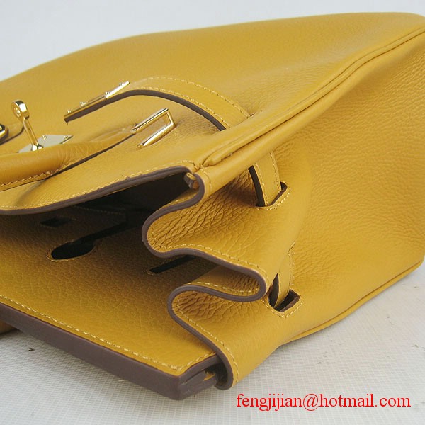 Hermes 35cm Embossed Veins Leather Bag Yellow 6089 Gold Hardware Hermes 35cm Embossed Veins Leather Bag Yellow 6089 Gold Hardware