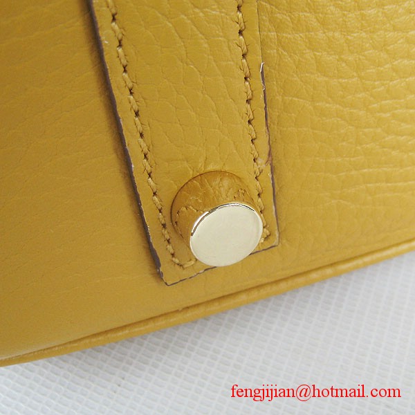 Hermes 35cm Embossed Veins Leather Bag Yellow 6089 Gold Hardware Hermes 35cm Embossed Veins Leather Bag Yellow 6089 Gold Hardware