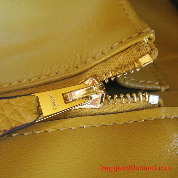 Hermes 35cm Embossed Veins Leather Bag Yellow 6089 Gold Hardware Hermes 35cm Embossed Veins Leather Bag Yellow 6089 Gold Hardware
