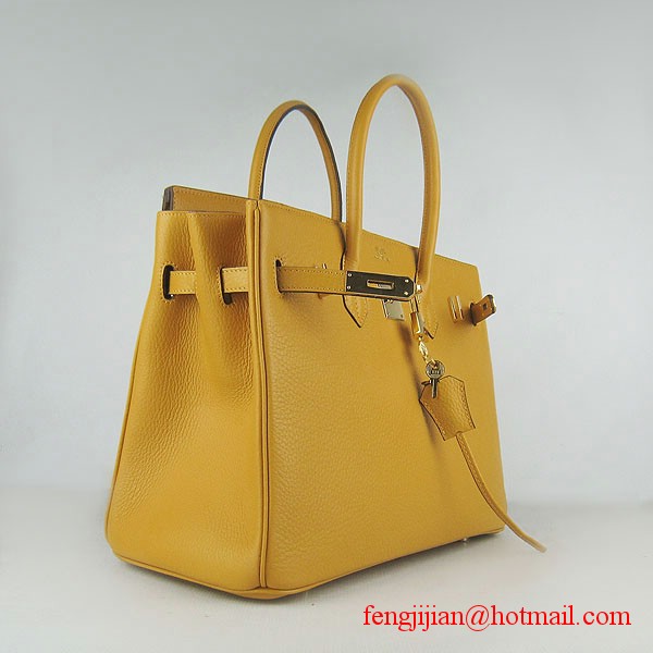 Hermes 35cm Embossed Veins Leather Bag Yellow 6089 Gold Hardware Hermes 35cm Embossed Veins Leather Bag Yellow 6089 Gold Hardware