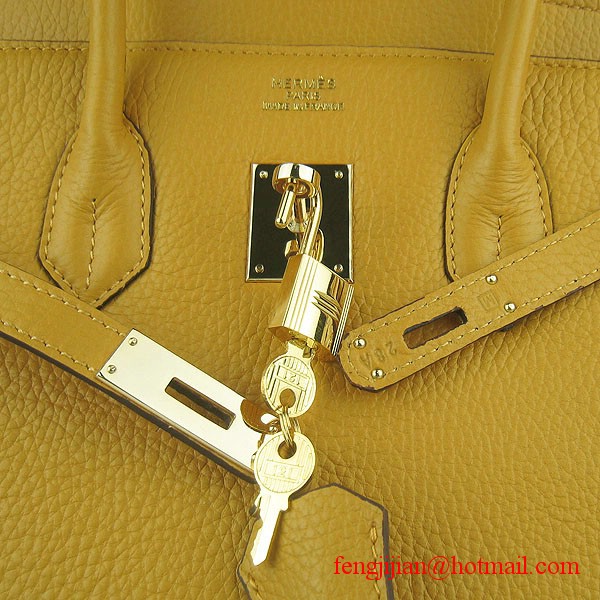Hermes 35cm Embossed Veins Leather Bag Yellow 6089 Gold Hardware Hermes 35cm Embossed Veins Leather Bag Yellow 6089 Gold Hardware