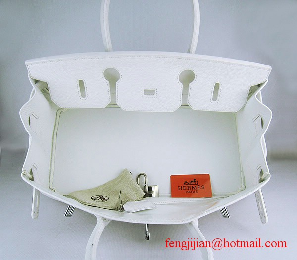 Hermes Birkin 42cm Togo Leather Bag 6109 White silver padlock Hermes Birkin 42cm Togo Leather Bag 6109 White silver padlock