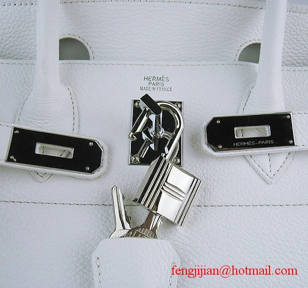 Hermes Birkin 42cm Togo Leather Bag 6109 White silver padlock Hermes Birkin 42cm Togo Leather Bag 6109 White silver padlock