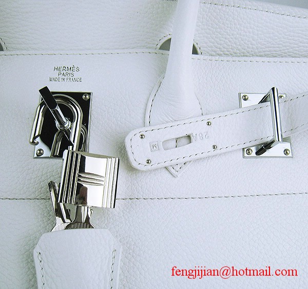 Hermes Birkin 42cm Togo Leather Bag 6109 White silver padlock Hermes Birkin 42cm Togo Leather Bag 6109 White silver padlock