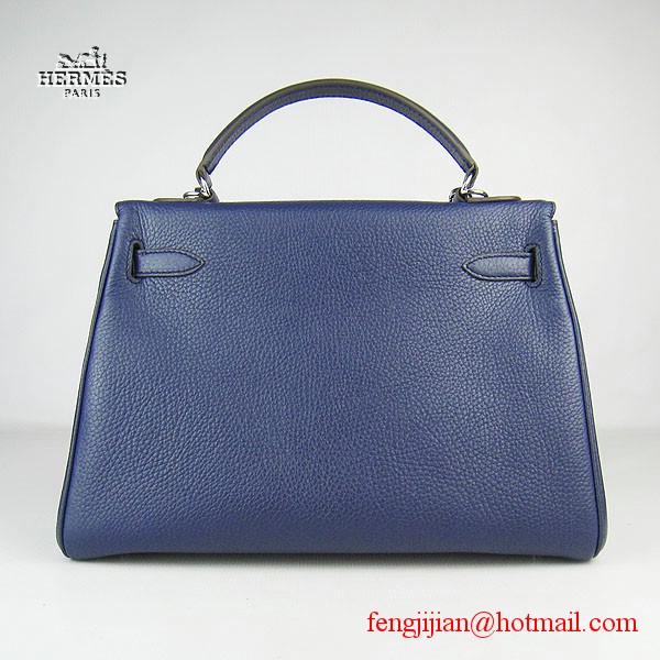 Hermes Kelly 32cm Togo Leather Bag Dark Blue 6108 Silver Hardware Hermes Kelly 32cm Togo Leather Bag Dark Blue 6108 Silver Hardware