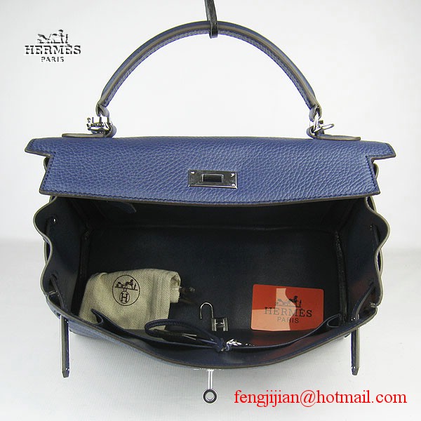 Hermes Kelly 32cm Togo Leather Bag Dark Blue 6108 Silver Hardware Hermes Kelly 32cm Togo Leather Bag Dark Blue 6108 Silver Hardware