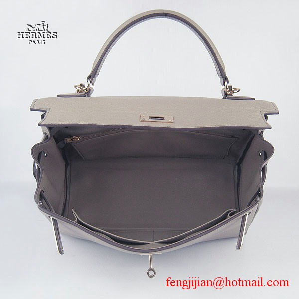 Hermes Kelly 32cm Togo Leather Bag Grey 6108 Hermes Kelly 32cm Togo Leather Bag Grey 6108