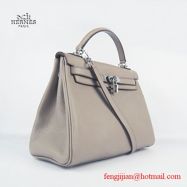 Hermes Kelly 32cm Togo Leather Bag Grey 6108 Hermes Kelly 32cm Togo Leather Bag Grey 6108