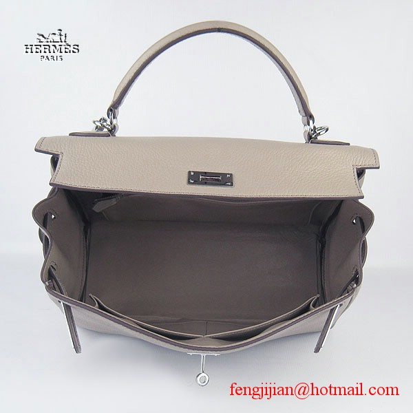 Hermes Kelly 32cm Togo Leather Bag Grey 6108 Hermes Kelly 32cm Togo Leather Bag Grey 6108