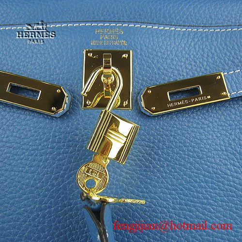 Hermes Kelly 32cm Togo Leather Bag Blue 6108 Gold Hardware Hermes Kelly 32cm Togo Leather Bag Blue 6108 Gold Hardware