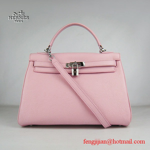 Hermes Kelly 32cm Togo Leather Bag Pink 6108 Silver Hardware Hermes Kelly 32cm Togo Leather Bag Pink 6108 Silver Hardware
