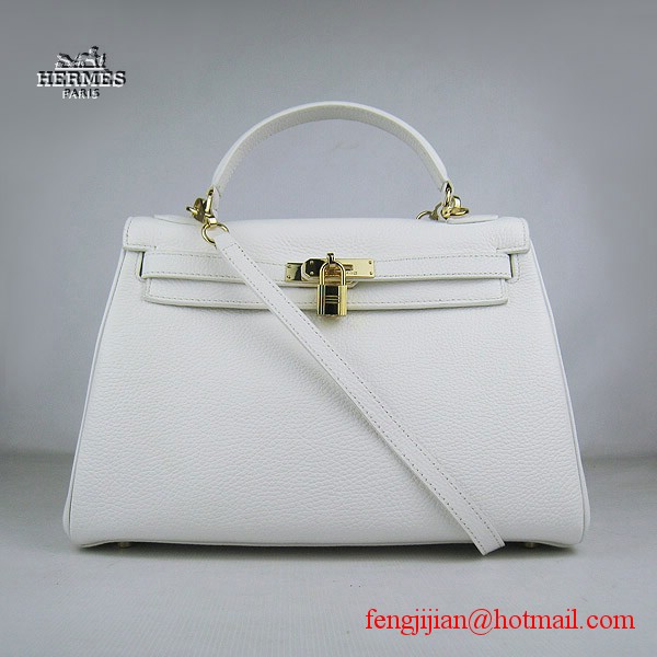 Hermes Kelly 32cm Togo Leather Bag White 6108 Gold Hardware Hermes Kelly 32cm Togo Leather Bag White 6108 Gold Hardware