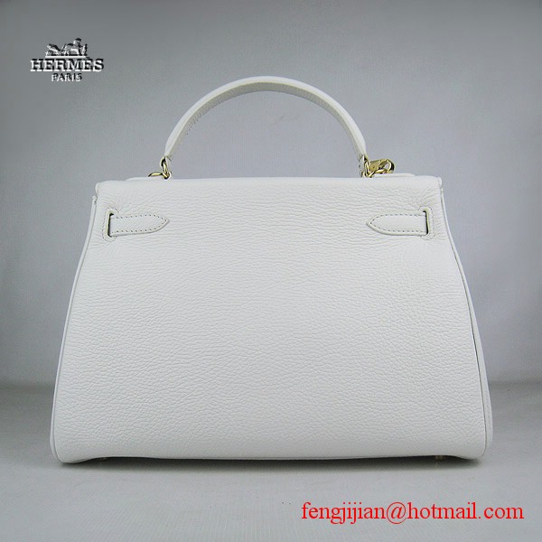 Hermes Kelly 32cm Togo Leather Bag White 6108 Gold Hardware Hermes Kelly 32cm Togo Leather Bag White 6108 Gold Hardware