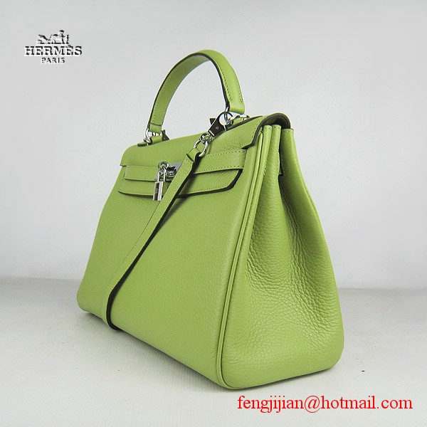 Hermes Kelly 32cm Togo Leather Bag Green 6108 Silver Hardware Hermes Kelly 32cm Togo Leather Bag Green 6108 Silver Hardware