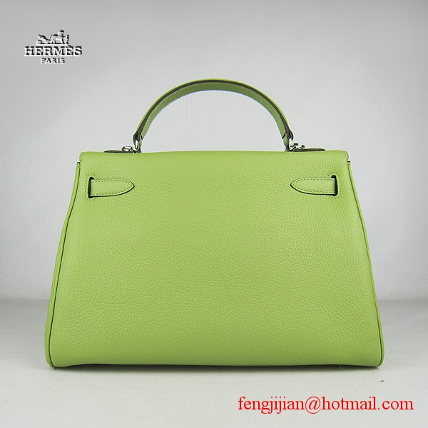 Hermes Kelly 32cm Togo Leather Bag Green 6108 Silver Hardware Hermes Kelly 32cm Togo Leather Bag Green 6108 Silver Hardware
