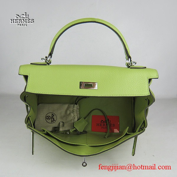 Hermes Kelly 32cm Togo Leather Bag Green 6108 Silver Hardware Hermes Kelly 32cm Togo Leather Bag Green 6108 Silver Hardware