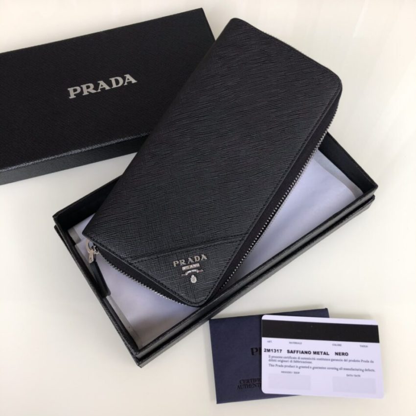 Replica Prada Saffiano Long Wallet Black Silver 2 Replica Prada Saffiano Long Wallet Black Silver - premium 1:1 fake handbag model
