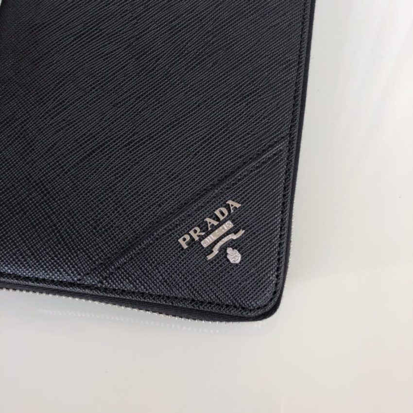 Replica Prada Saffiano Long Wallet Black Silver 3 Replica Prada Saffiano Long Wallet Black Silver - high-end fake designer purse