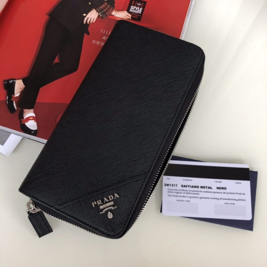 Replica Prada Saffiano Long Wallet Black Silver 1 Replica Prada Saffiano Long Wallet Black Silver - near-authentic luxury replica handbag