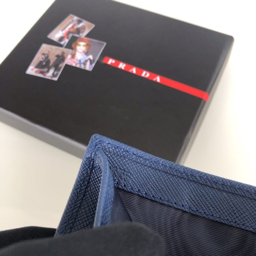 Replica Prada Saffiano Two Fold Wallet Blue - top-tier luxury replica shoulder bag