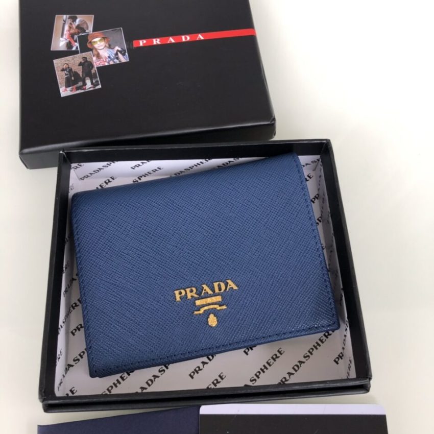 Replica Prada Saffiano Two Fold Wallet Blue - top-tier luxury replica shoulder bag