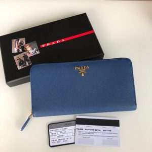 Replica Prada Saffiano Long Zipper Wallet Blue 1 Replica Prada Saffiano Long Zipper Wallet Blue - high-accuracy replica luxury purse