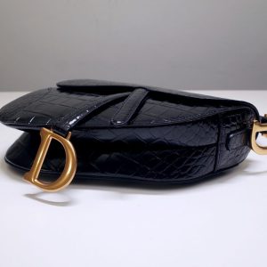 Replica Dior Saddle Bag Crocodile Black 2 Replica Dior Saddle Bag Crocodile Black - premium-grade designer purse dupe