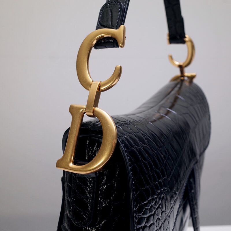 Replica Dior Saddle Bag Crocodile Black 3 Replica Dior Saddle Bag Crocodile Black - elite superclone designer purse
