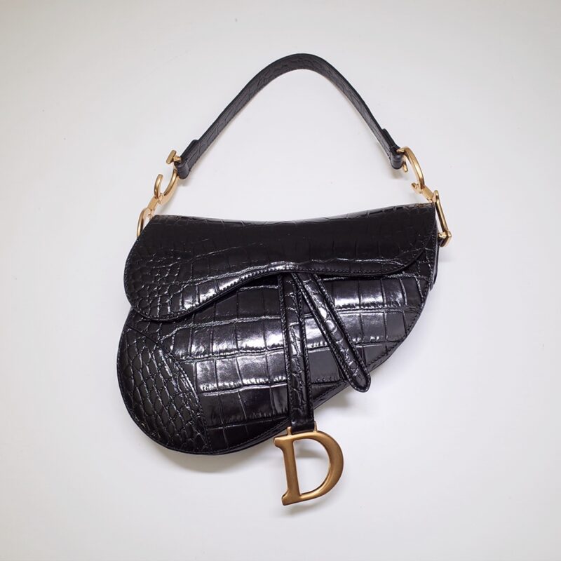 Replica Dior Saddle Bag Crocodile Black 1 Replica Dior Saddle Bag Crocodile Black - ultra-realistic fake designer tote