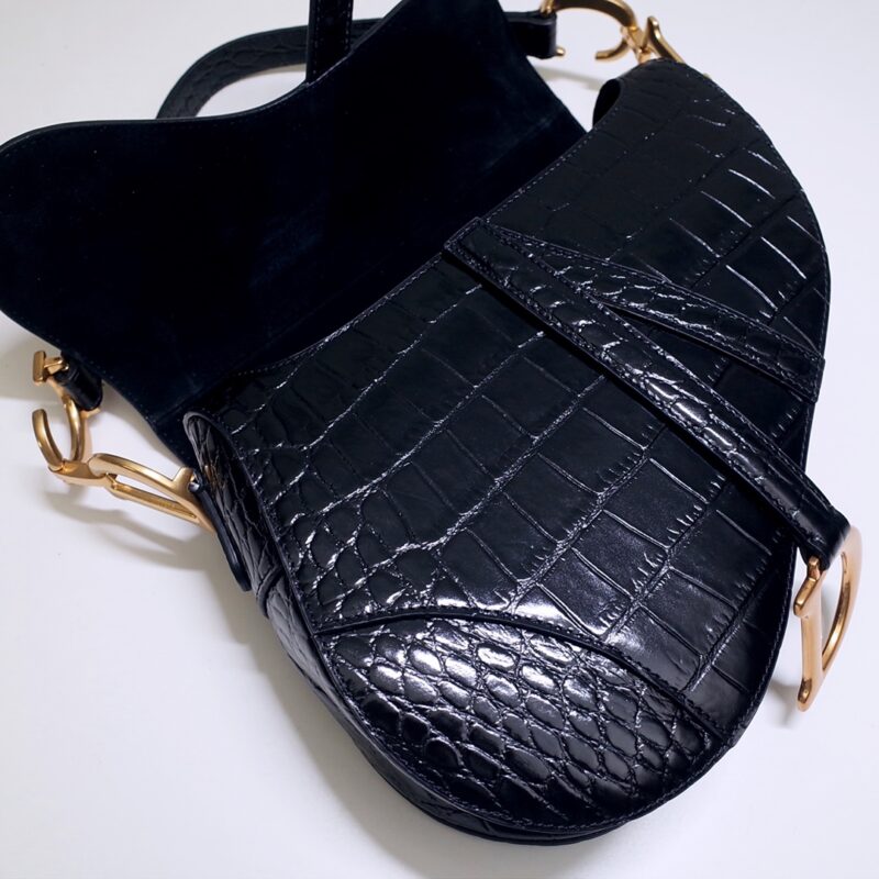Replica Dior Saddle Bag Crocodile Black 9 Replica Dior Saddle Bag Crocodile Black - authentic-look luxury purse replica