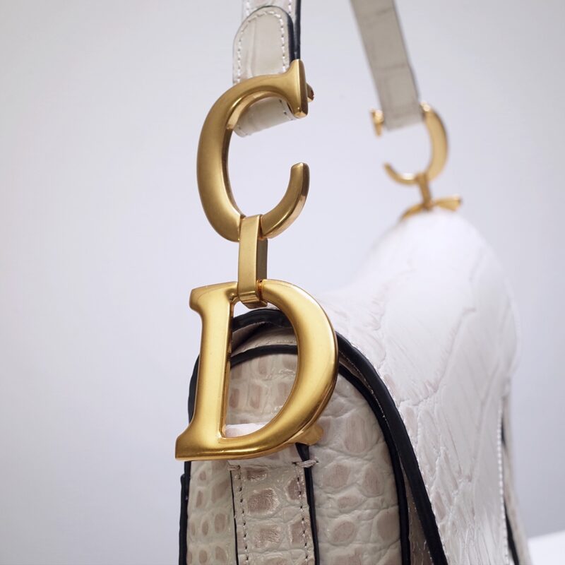 Replica Dior Saddle Bag Crocodile White - high-end fake designer purse