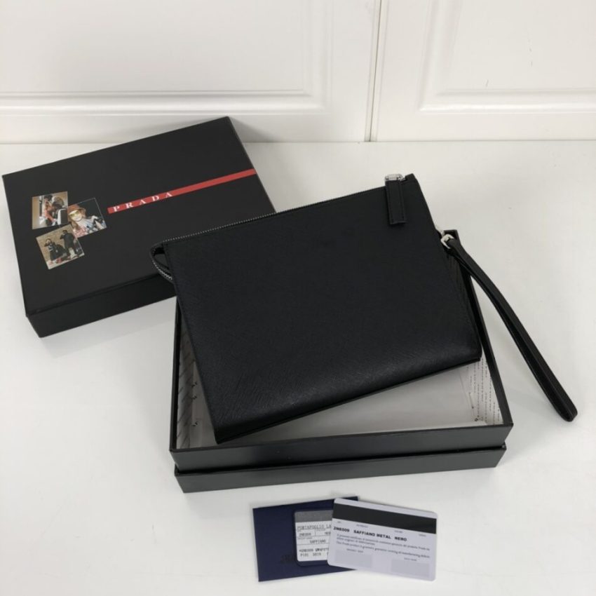 Replica Prada Saffiano Pouch Silver 3 Replica Prada Saffiano Pouch Silver - realistic designer-inspired fake bag