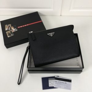 Replica Prada Saffiano Pouch Silver 1 Replica Prada Saffiano Pouch Silver - near-authentic luxury replica handbag