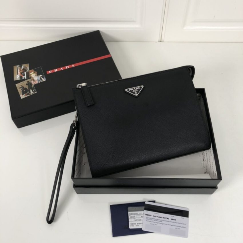 Replica Prada Saffiano Pouch Silver 1 Replica Prada Saffiano Pouch Silver - near-authentic luxury replica handbag
