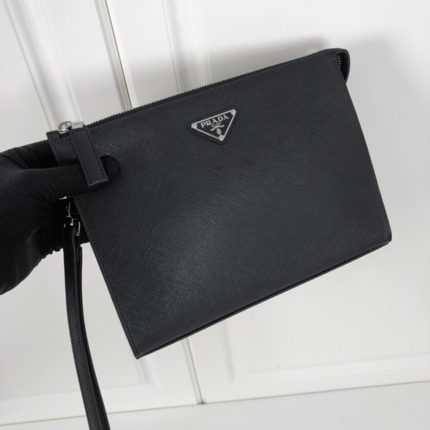 Replica Prada Saffiano Pouch Silver 6 Replica Prada Saffiano Pouch Silver - premium 1:1 fake handbag model