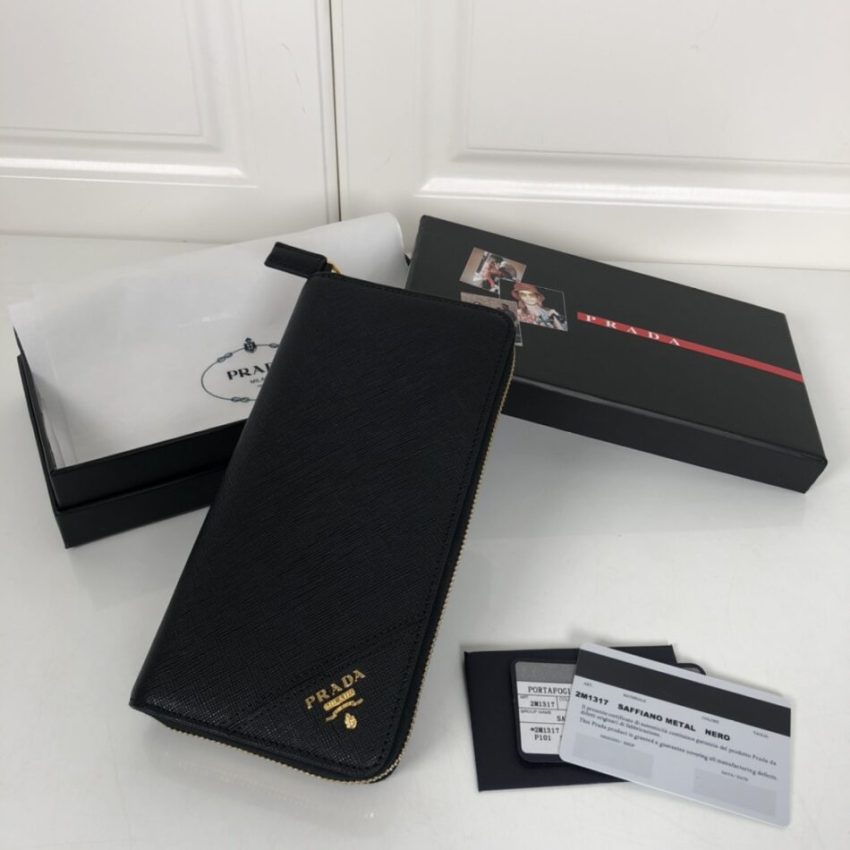 Replica Prada Saffiano Long Wallet Black 3 Replica Prada Saffiano Long Wallet Black - authentic-look luxury purse replica