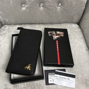 Replica Prada Saffiano Long Wallet Black 1 Replica Prada Saffiano Long Wallet Black - authentic-look luxury purse replica