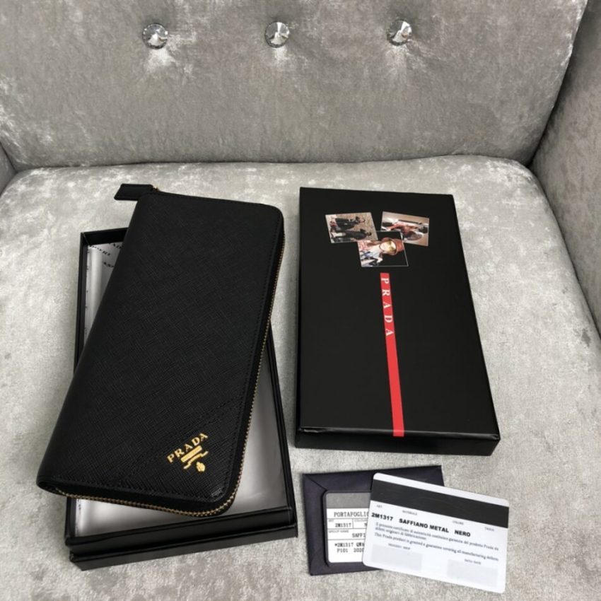 Replica Prada Saffiano Long Wallet Black 1 Replica Prada Saffiano Long Wallet Black - authentic-look luxury purse replica