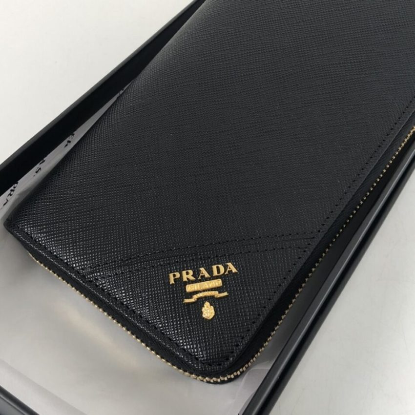 Replica Prada Saffiano Long Wallet Black 2 Replica Prada Saffiano Long Wallet Black - premium 1:1 fake handbag model