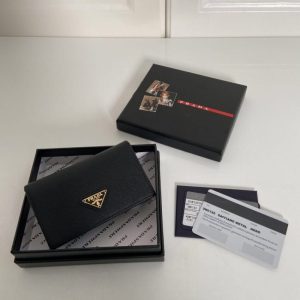 Replica Prada Saffiano Wallet Black Silver - top-tier luxury replica shoulder bag