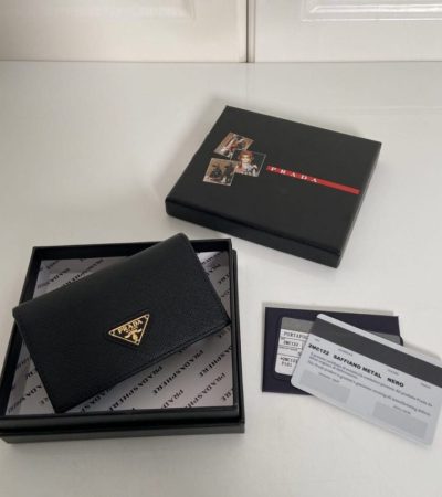 Replica Prada Saffiano Wallet Black Silver - top-tier luxury replica shoulder bag
